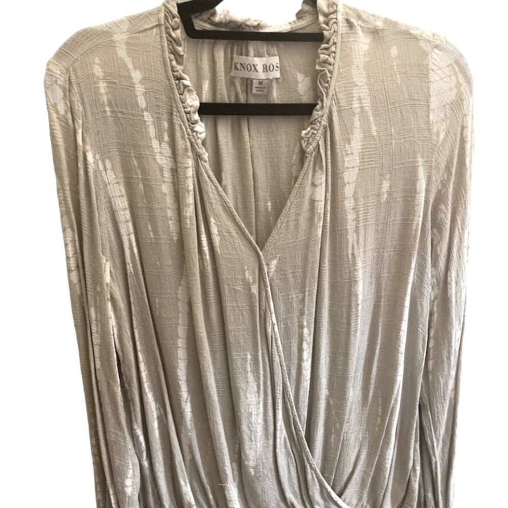 Knox Rose designed  V-Neck Blouse button on sleeves. Elegant, yet easy to wear.